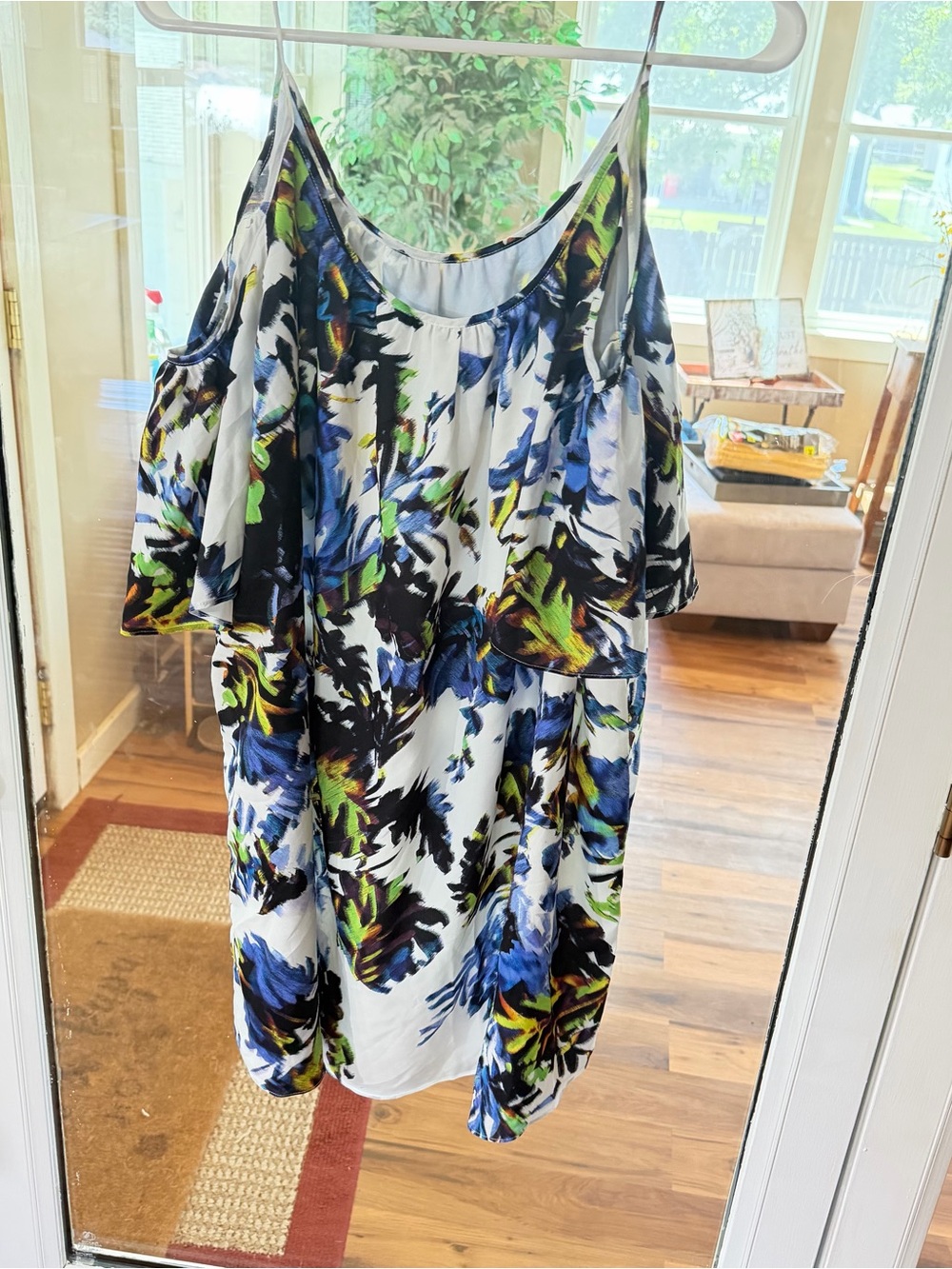 French Connection Cold-Shoulder Women's Dress in Blue and White. Size. Medium